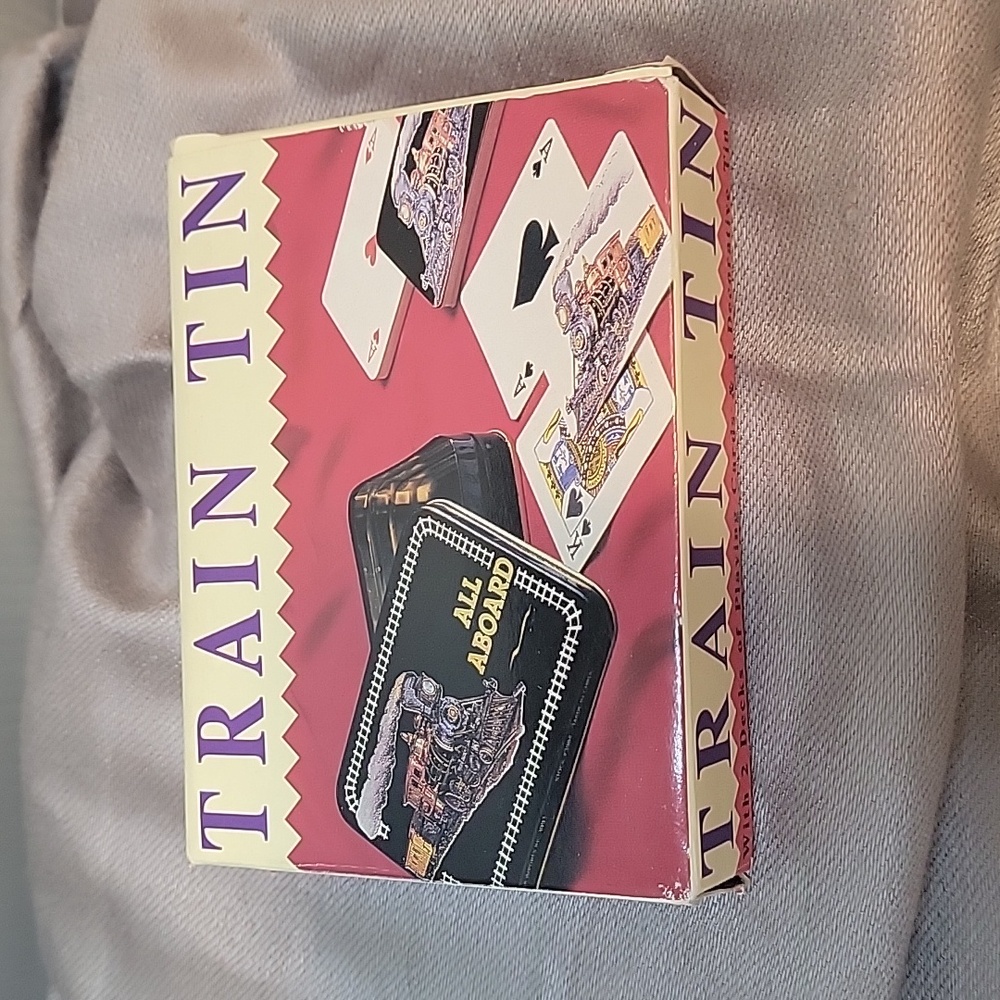 Vintage MSR Imports Train Tin & Playing Cards - All Aboard